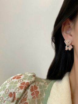 Yellow Chimes - Brown Teddy Bear Studs