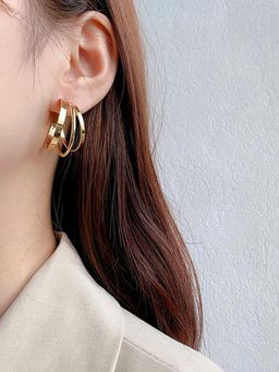 Yellow Chimes - Gold-Plated Multi Layer Hoop Earrings