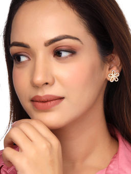 Yellow Chimes - Gold Plated Floral Studs Earrings