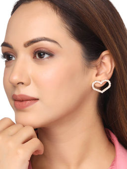 Yellow Chimes - Gold Plated Heart Shaped Studs Earrings