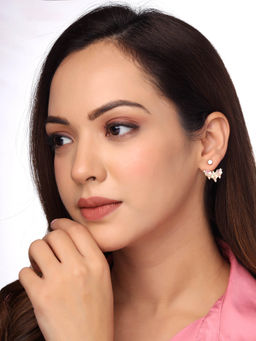 Yellow Chimes - Gold-Plated & White Contemporary Studs Earrings