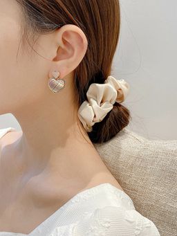 Yellow Chimes - Gold-Toned Dual Heart Drop Earrings