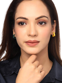 Yellow Chimes - Mismatch Half Hoop Earrings