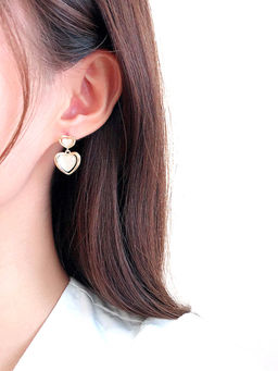 Yellow Chimes - Women Heart Shape Gold Plated Drop Earrings