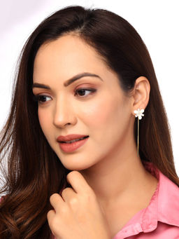 Yellow Chimes - Gold-Plated & White Contemporary Drop Earrings