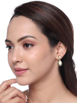 Yellow Chimes - Gold-Plated Crystal Studded Tear Drop Earrings