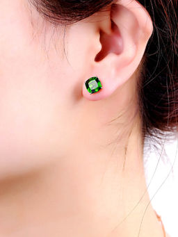 Yellow Chimes - Green Contemporary Studs Earrings