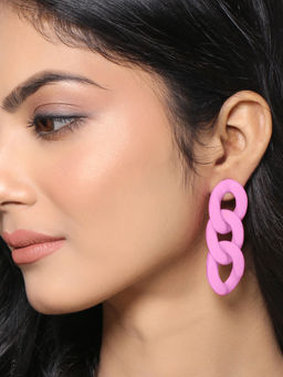 Yellow Chimes - Purple Contemporary Chain Design Drop Earrings