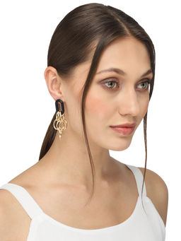 Yellow Chimes - Gold-Plated & Black Contemporary Drop Earrings