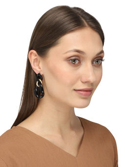 Yellow Chimes - Black Bold Link Chain Design Dangler Earring