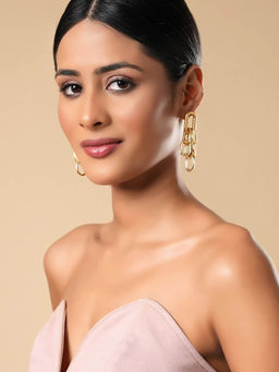 Yellow Chimes - Gold-Toned Contemporary Drop Earrings