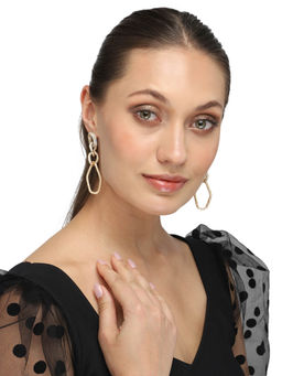 Yellow Chimes - Gold-Toned Contemporary Chain Drop Earrings