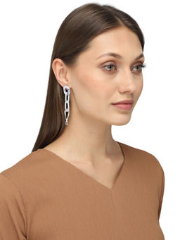 Yellow Chimes - Silver-Toned Contemporary Drop Earrings