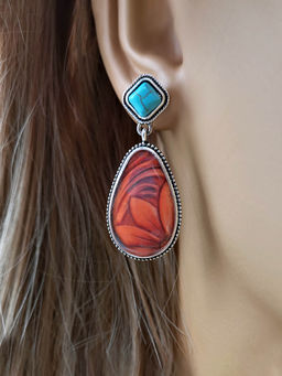 Yellow Chimes - Silver-Plated Blue Stone Studded Drop Earring