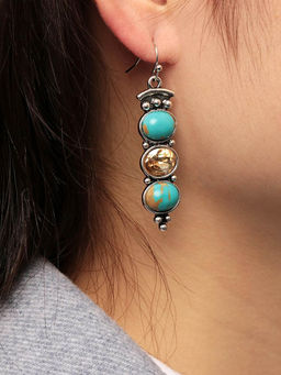 Yellow Chimes - Blue Contemporary Drop Earrings