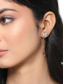 Yellow Chimes - Gold-Toned Contemporary Drop Earrings