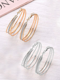 Yellow Chimes - Gold-Toned Contemporary Hoop Earrings (Set of 2)