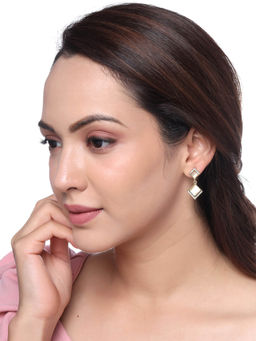 Yellow Chimes - Women Gold-Plated Crystal Studded Drop Earrings