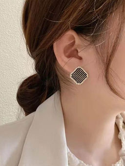 Yellow Chimes - Black Contemporary Studs Earrings