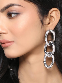 Yellow Chimes - Unwind By Yellow Women Chimes Silver-Toned Contemporary Drop Earrings