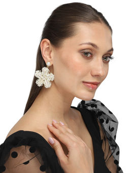 Yellow Chimes - White Contemporary Drop Earrings