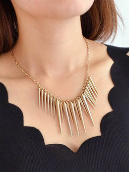 Yellow Chimes - Gold Toned Bold Charmed Necklace