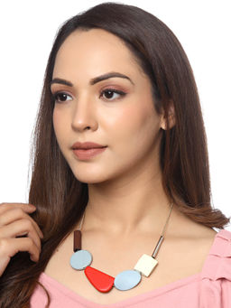 Yellow Chimes - Red & Blue Bold Charmed Necklace