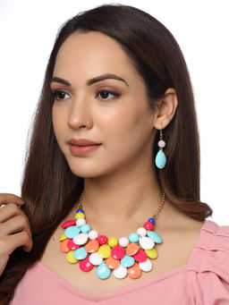 Yellow Chimes - Gold-Toned & Blue Beaded Jewellery (Set of 2)