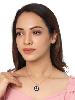 Yellow Chimes - Gold-Plated Blue Evil Eye Pendent with Chain