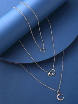 Yellow Chimes - Gold-Plated Gold-Toned Necklace (Set of 3)