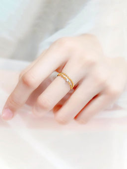 Yellow Chimes Gold-Plated White Multi-Layered Studded Ring