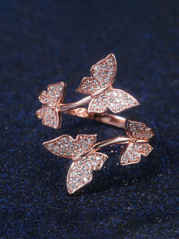 Yellow Chimes - Rose Gold Plated & Ad Studded Adjustable Finger Ring