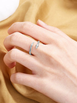 Yellow Chimes - Silver-Plated Snake Designed Finger Ring