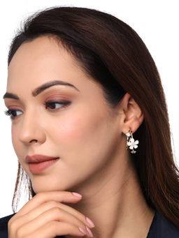 Yellow Chimes - White & Gold-Plated Circular Half Hoop Earrings