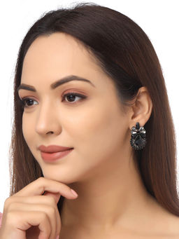 Yellow Chimes - Women Black Contemporary Studs Earrings