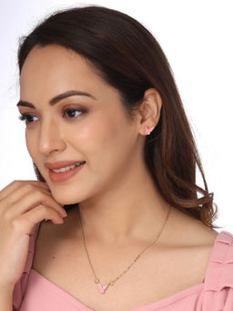 Yellow Chimes - Gold-Plated Pink Butterfly Charm Attached Chain Jewellery (Set of 2)