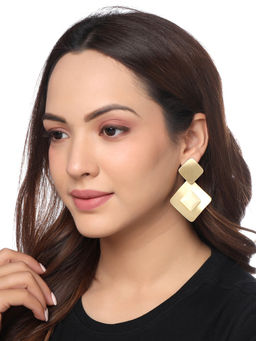 Yellow Chimes - Gold-Plated Geometric Drop Dangler Earrings