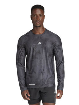 adidas - ULT AOP LNGSLV Grey Self Design T-Shirt