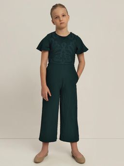 VERO MODA - Girl Self Design Tailored Fit Dark Green Jumpsuit