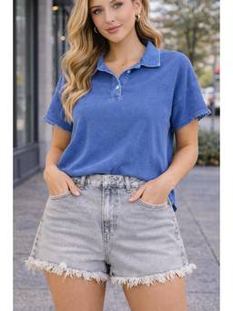 NOBARR - Women High-Rise Grey Denim Shorts