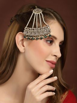 PANASH - Gold Plated Mirror Work Handcrafted Pearl Jhumar Passa