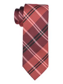 The Tie Hub - Douglas Red on Black Plaid Microfiber Necktie