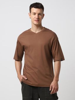 Bewakoof - Men's Brown Oversized T-Shirt