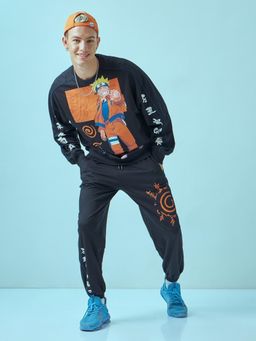 Bewakoof - Men's Black Naruto Graphic Printed Co-ordinates