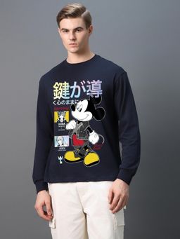Bewakoof - Men's Blue Mickey Star Graphic Printed Oversized Sweatshirt