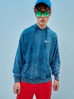 Bewakoof - Official Disney Men's Blue Mickey Graphic Printed Oversized Hoodies