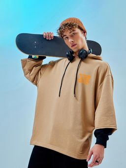 Bewakoof - Men's Brown The Saviour Graphic Printed Super Loose Fit Hoodies