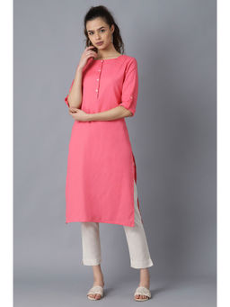 W - Spruce Pink Solid Kurta