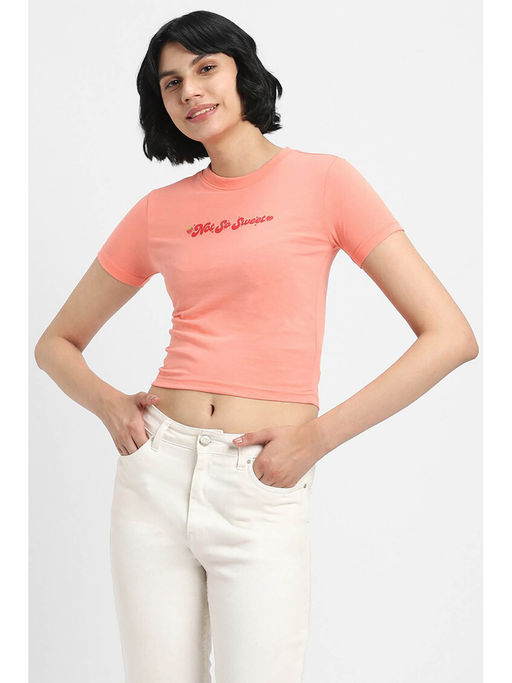 Buy Forever 21 Graphic Peach Graphic T-shirt Online