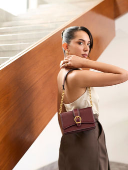 MIRAGGIO - Keisha Women Buckle Detail Small Wine Handbag (S)